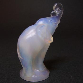 Sabino Signed French Opalescent Glass Elephant Sculpture