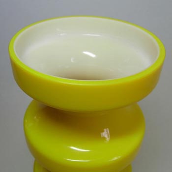 Alsterfors #S5014 Yellow Glass Hooped Vase Signed "P Ström 68"