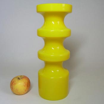 Alsterfors #S5014 Yellow Glass Hooped Vase Signed "P Ström 68"