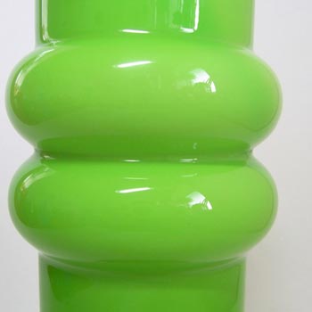 Empoli 1970's Italian Green Cased Glass Hooped Vase