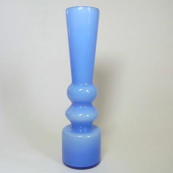 Empoli 1970\'s Italian Blue Cased Glass Hooped Vase