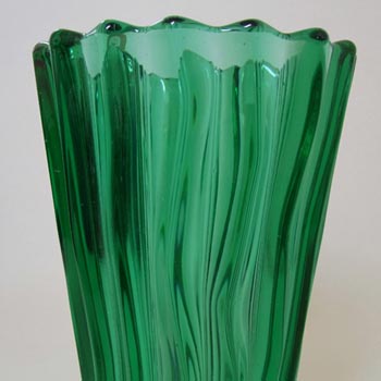 Rosice Sklo Union Czech Green Glass Vase #933