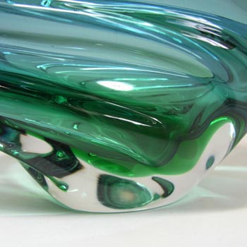 Skrdlovice #5199 Czech Blue & Green Glass Bowl by Jan Beránek