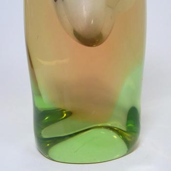 Skrdlovice #5568 Czech Amber & Green Glass Vase by Maria Stahlikova