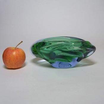 Skrdlovice #5455 Czech Blue & Green Glass Bowl by Emanuel Beránek