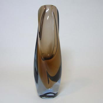 Skrdlovice #5568 Czech Amber & Blue Glass Vase by Maria Stahlikova