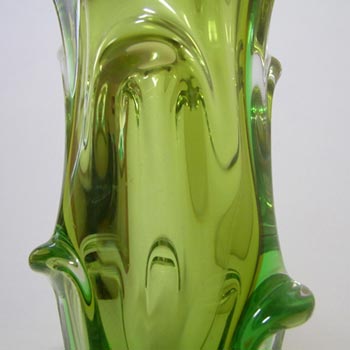 Mstisov/Moser Czech Amber & Green Glass Organic Vase