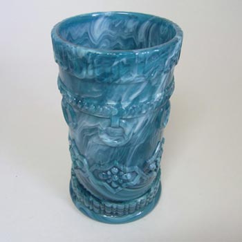 Victorian 1890's Turquoise Malachite/Slag Glass Vase