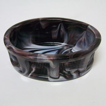 Victorian 1890's Malachite/Slag Glass Pin Dish/Bowl