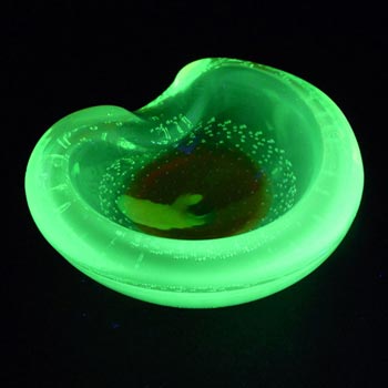 Galliano Ferro Murano Bullicante Orange & Uranium Glass Bowl