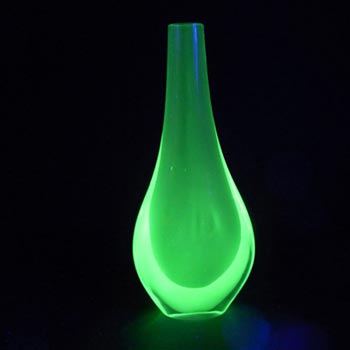(image for) Murano/Venetian Blue & Uranium Green Sommerso Glass Stem Vase