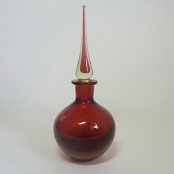 Murano/Sommerso Red + Amber Glass Perfume/Scent Bottle