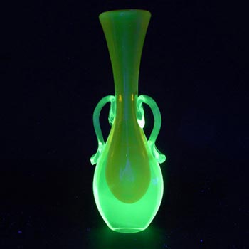 (image for) Murano/Venetian Orange & Uranium Green Sommerso Glass Vase