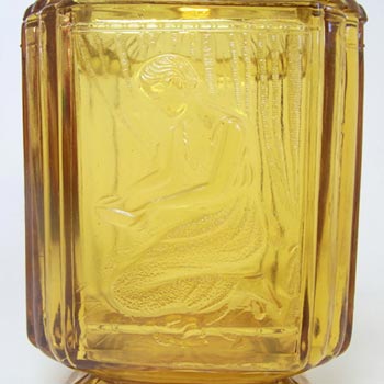 Sowerby #2544 Art Deco 1930's Amber Glass Pandora's Box