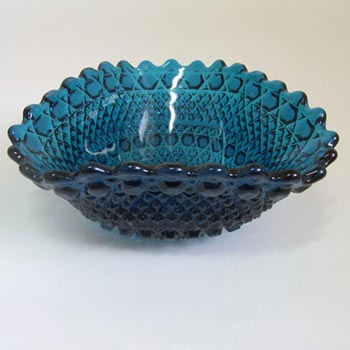 Sowerby #2266 1950s Turquoise Blue Glass Bowl - Labelled