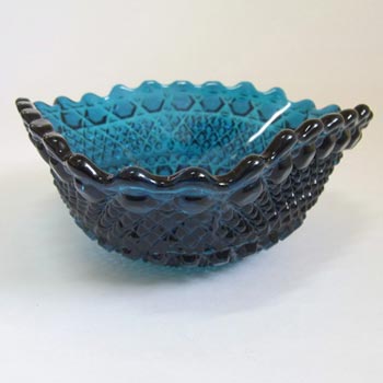 Sowerby #2266 1950s Turquoise Blue Glass Bowl - Labelled