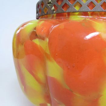 Czech Red/Yellow Spatter Glass Posy Vase