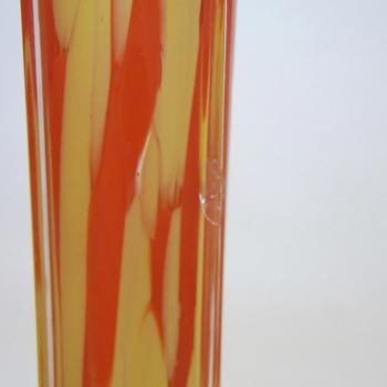 Czech 1930's Red & Yellow Spatter Glass Stem Vase
