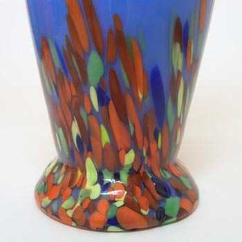 1930's Czech/Bohemian Blue Spatter/Splatter Glass Vase