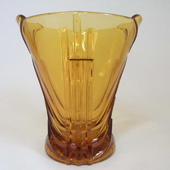 Stölzle Czech Art Deco 1930\'s Amber Glass Vase