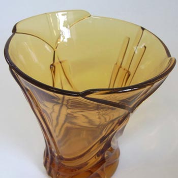 Stölzle Czech Art Deco 1930's Amber Glass Vase