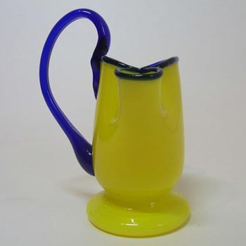1930's Bohemian Retro Yellow & Blue Tango Glass Vase