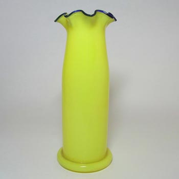 1930\'s Czech/Bohemian Yellow & Blue Tango Glass Vase