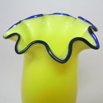 1930's Czech/Bohemian Yellow & Blue Tango Glass Vase