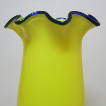 1930's Czech/Bohemian Yellow & Blue Tango Glass Vase