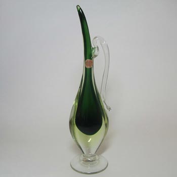 Murano/Venetian Green & Uranium Sommerso Glass Vase/Jug