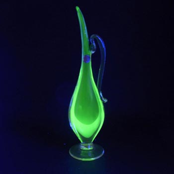 (image for) Murano Venetian Green & Uranium Sommerso Glass Vase/Jug