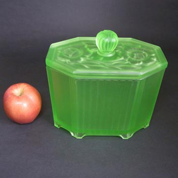 Art Deco 1930's Uranium Green Glass Biscuit Jar/Pot