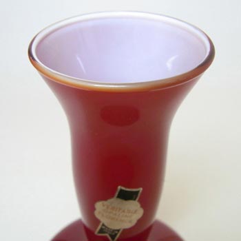 Veritable Opaline Florence Italian Empoli Red Glass Vase