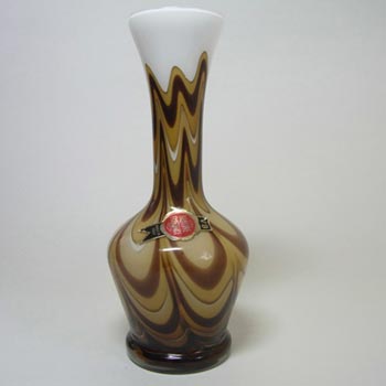 V.B. Opaline Florence Italian Marbled Glass Vase, Label