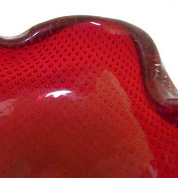 Venini Murano Red Glass Bullicante Bowl by Carlo Scarpa