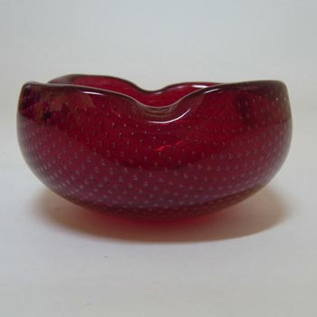 Venini Murano Red Glass Bullicante Bowl by Carlo Scarpa
