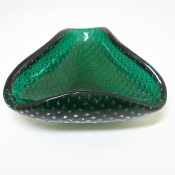 Venini Murano Green Glass Bullicante Bowl by <b>Carlo Scarpa</b>