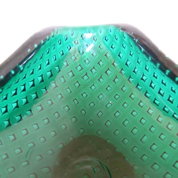 Venini Murano Green Glass Bullicante Bowl by Carlo Scarpa