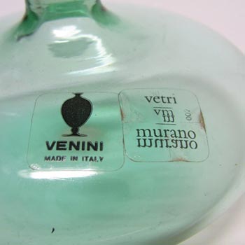 Venini Murano Turquoise Glass Vase - Signed + Labelled