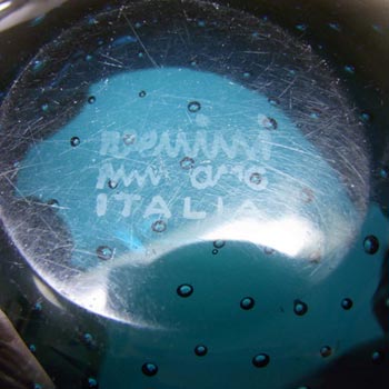 Venini Murano Blue Glass Bullicante Bowl - Acid Stamp