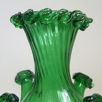 Gordiola Spanish Green Glass Five Spout Vase