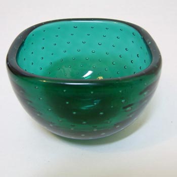 Venini Murano Green Glass Bullicante Bowl by <b>Carlo Scarpa</b>
