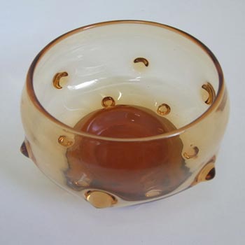 Thomas Webb Stourbridge Amber Glass Bowl - Acid Stamped