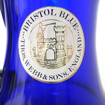 Thomas Webb Stourbridge Bristol Blue Glass Jug - Label