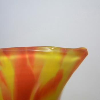 Pair of 1930's Czech Red/Yellow Spatter Glass Vases