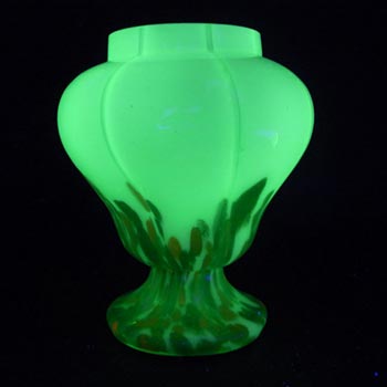 Welz 1930's Czech Uranium Green Aventurine Glass Posy Vase