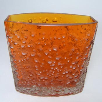Whitefriars #9685 Baxter Tangerine Glass 4.75" Nailhead Vase