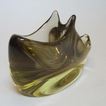 Zelezny Brod Sklo (ZBS) Czech Amber Glass Ashtray by Miloslav Klinger