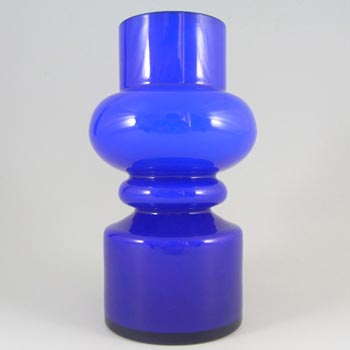 Lindshammar / Alsterbro Blue Cased Glass Hooped Vase by Gunnar Ander