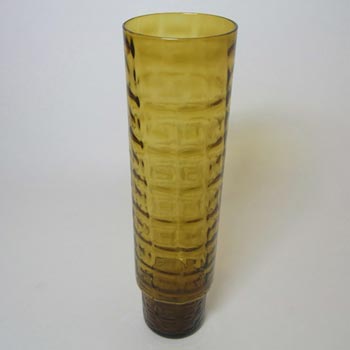 Alsterfors Scandinavian 1960's Amber Glass Ribbed Vase